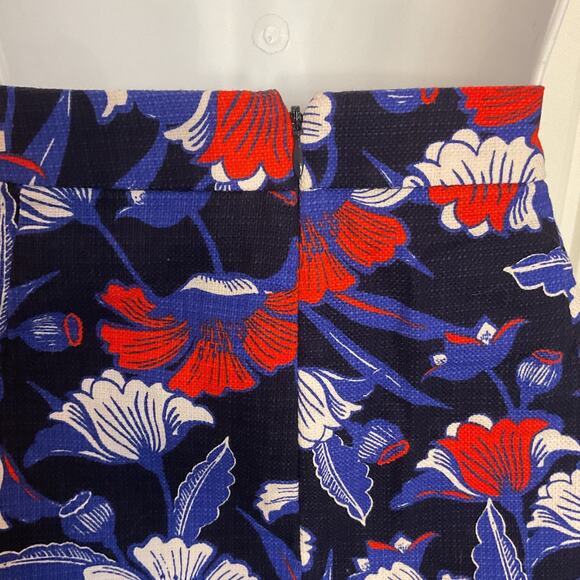 J. Crew Navy Floral Party Business Casual Lined Skirt W/Pockets Size 6 - Picture 5 of 9